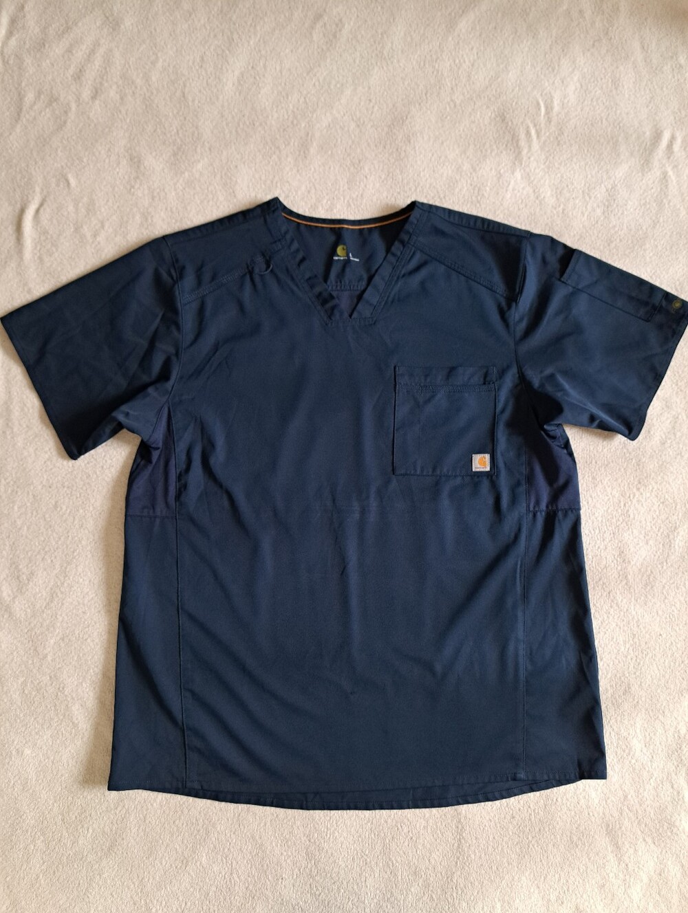 Carhartt Force Scrubs Top Mens Large Blue Short Sleeve Work Shirt Nurse Uniform